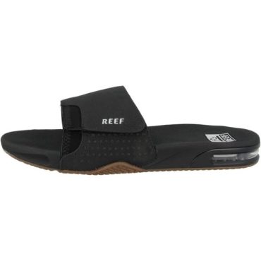 Reef Mens Fanning Slide | Bottle Opener Sandal(Black/Silver)