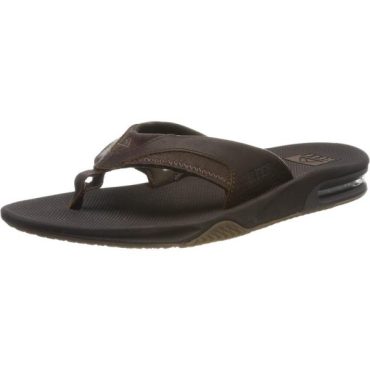 Reef Men’s Leather Fanning Sandal(Dark Brown)