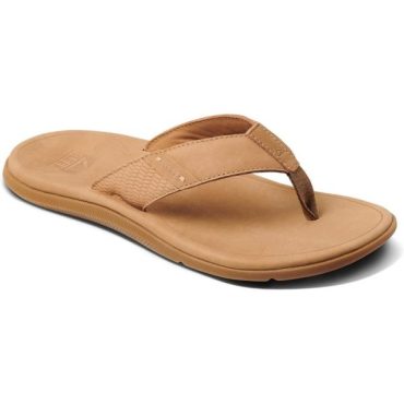 Reef Men’s Leather Santa Ana Flip-Flop(Tan)
