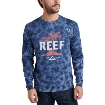 Reef Mens Long Sleeve Graphic Tee(Intel Tie Dye(navy/Dusty Blue))